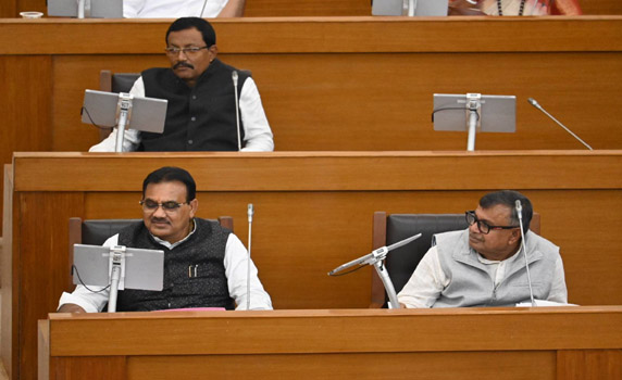 Tripura ministers- Pranajit Singha Roy & Ratanlal Nath during assembly session.